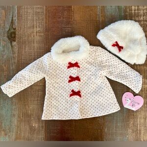 Baby girl quilted jacket & hat NWT 3-6